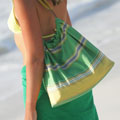 Kikoy Beaded Leather Handle Bag