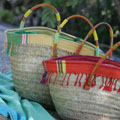 Kikoy Kikapu with Beaded Leather Handle Kikoy Kikapu with Beaded Leather Handle