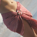 Kasuku Beaded Leather Sarong Clasp White and Silver