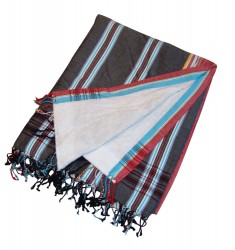 Kikoy Beach Towel Black Grey striped_S281