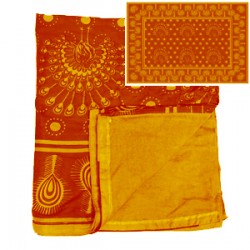 Kanga Towel Peacock Red/Golden Yellow