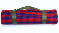 Small Foldable Small Solid Red Blue Chequered Cotton Picnic Blanket Waterproof Lining