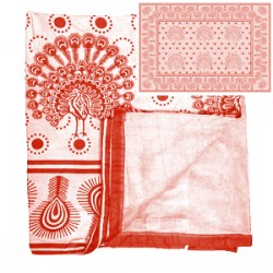 Kanga Towel Peacock White/Red