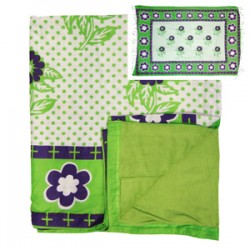 Kanga Towel Flower Lime/White/Purple