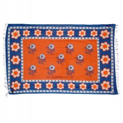 Kanga Flowers Orange/Dark Blue/White_03/09