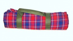 Large Foldable Red Blue Cotton Chequered Picnic Blanket Waterproof Lining