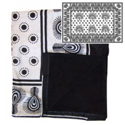 Kanga Towel Peacock Black/White